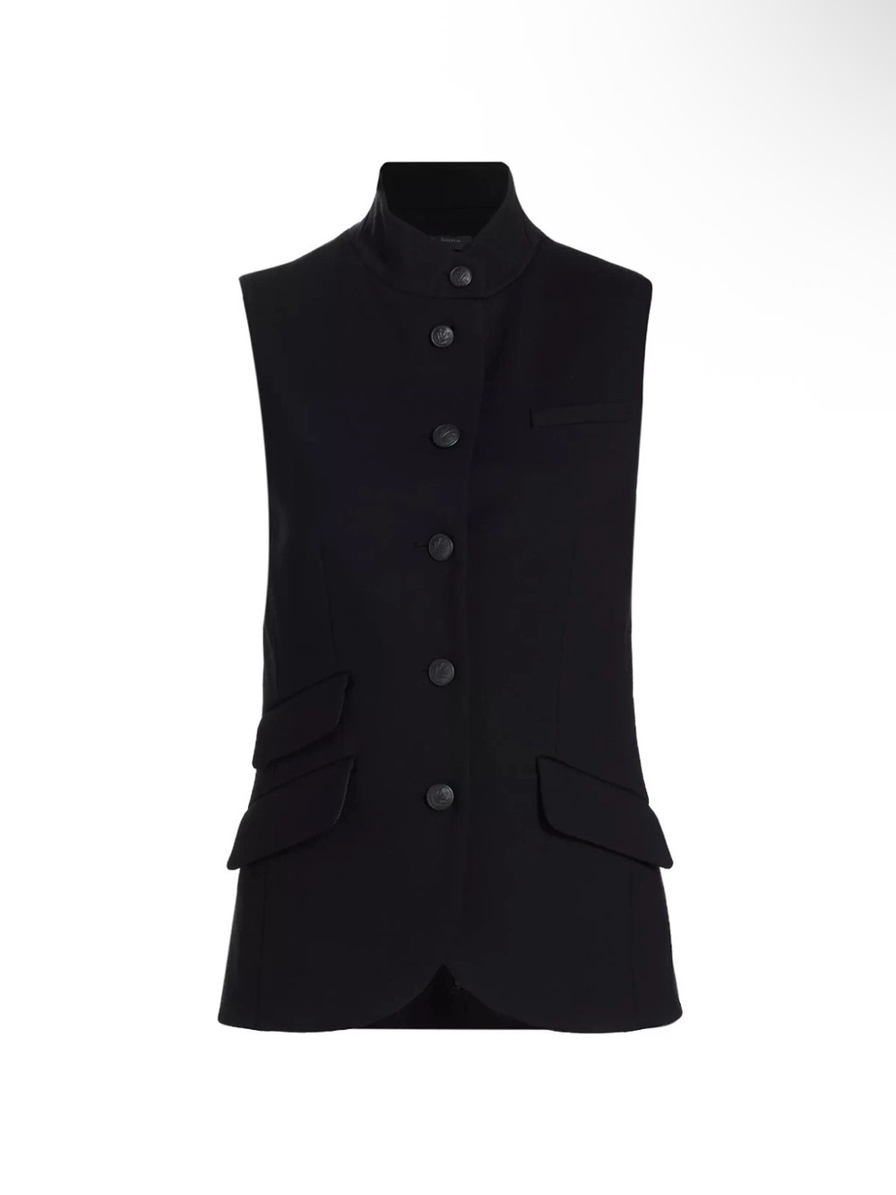 Rag & Bone Slade Ponte Black Sleeveless Military Metal Button Up Vest XS